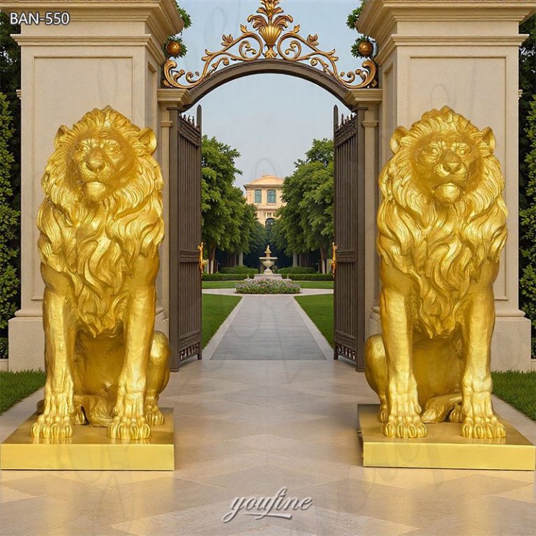 bronze gold lion sculpture