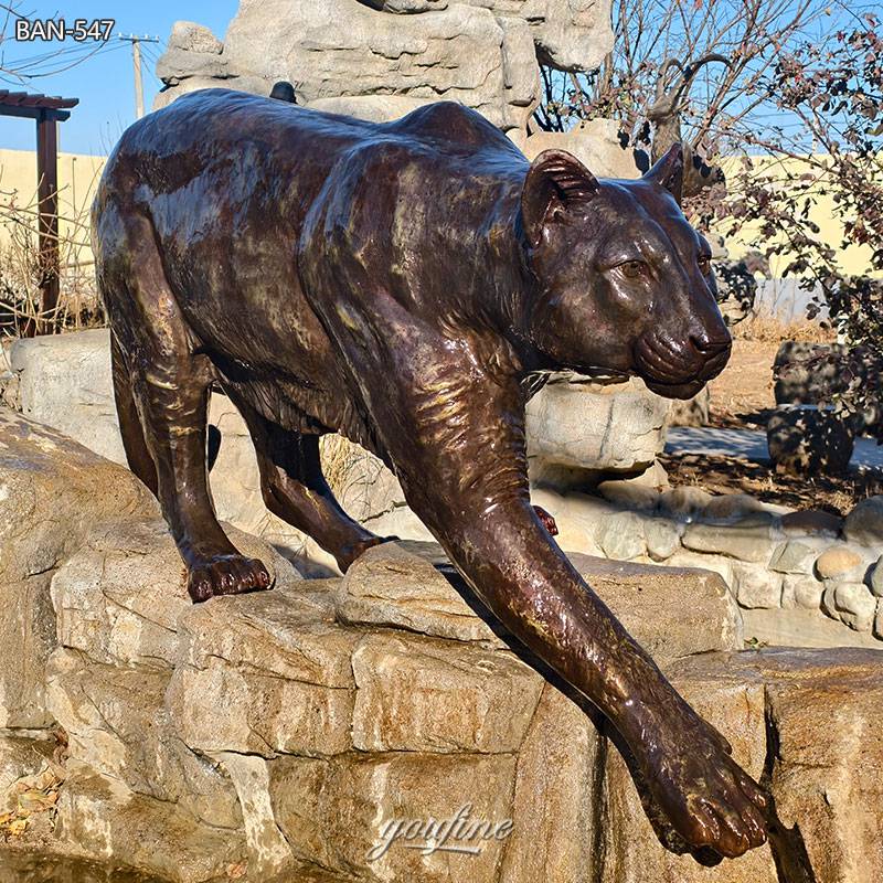 Bronze Creeping Large Black Panther Statue
