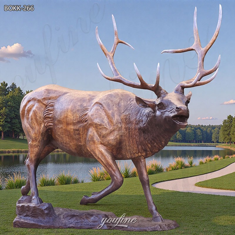 bronze large stag garden statue