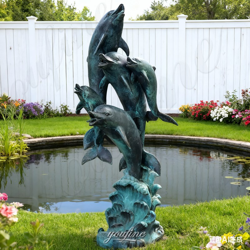 Four Dolphin Statues Fountain