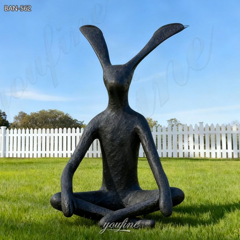 bronze bunny garden statue