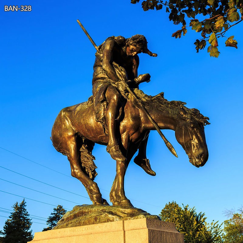 Bronze Indian on Horse Sculpture