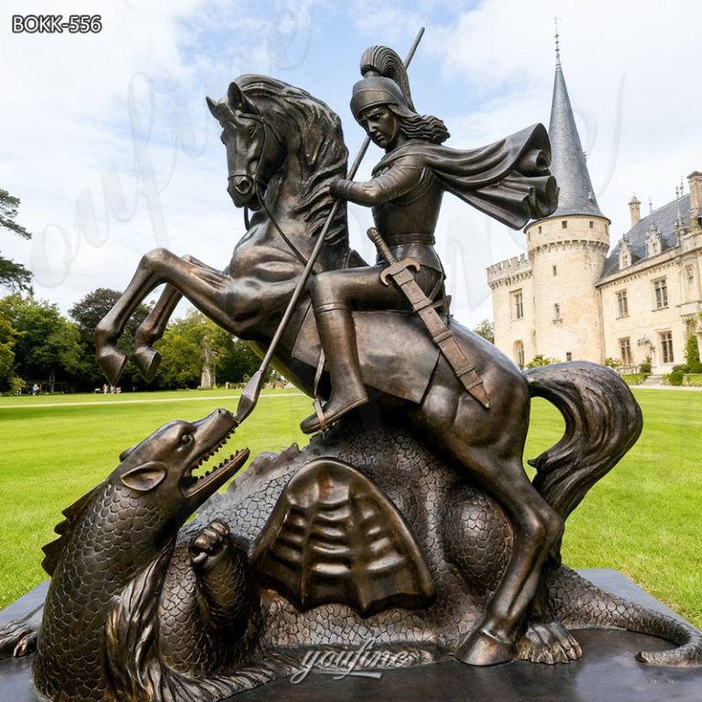 bronze St George slaying the dragon sculpture