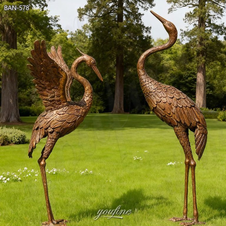 bronze outdoor heron statues