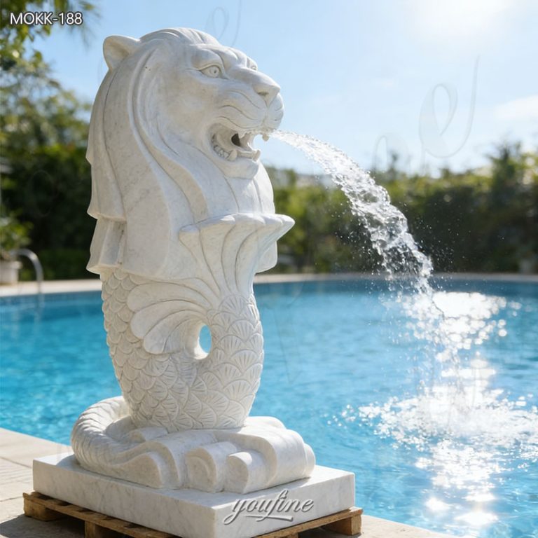 white marble merlion statue