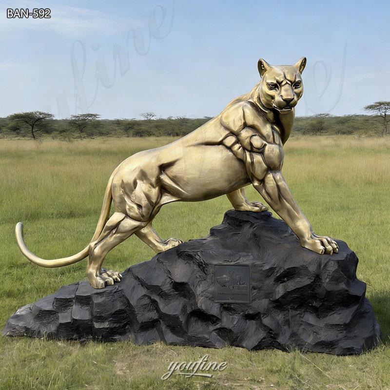 Bronze Gold Panther Statue