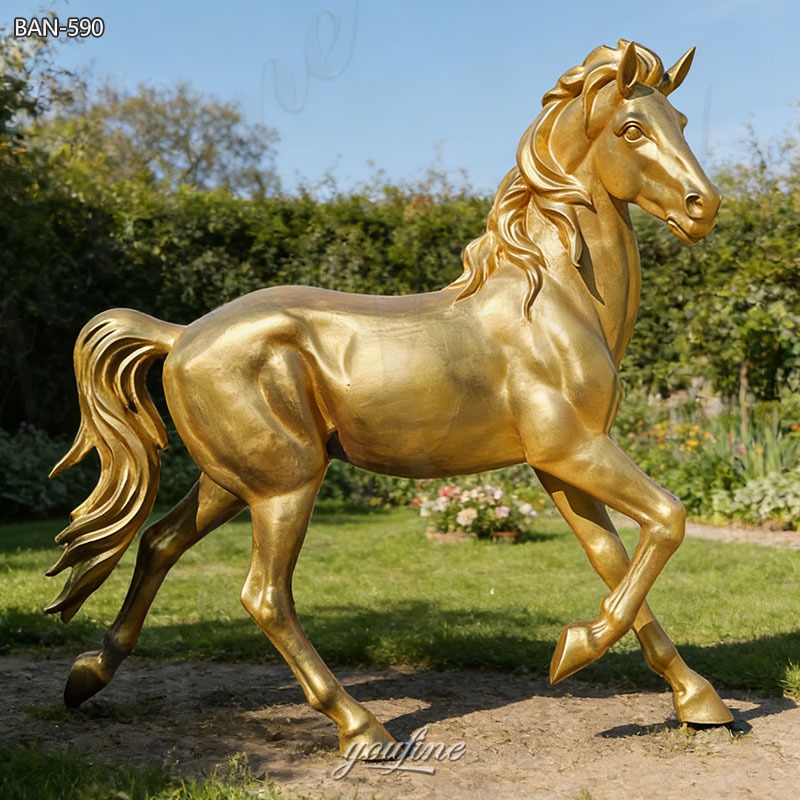 Golden Bronze Western Horse Statue