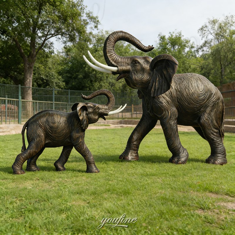 bronze elephant statue family