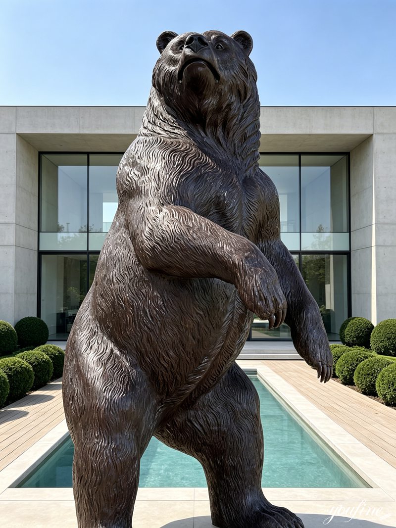 bronze bear statue for luxury villa