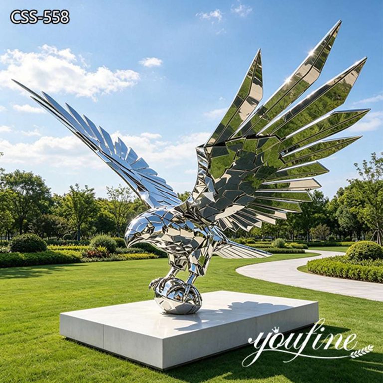 mirror polished stainless steel eagle sculpture