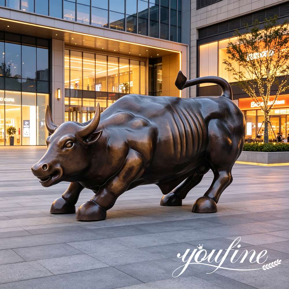 bronze bull statue commercial landscape