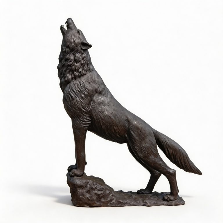 outdoor howling wolf sculpture for sale