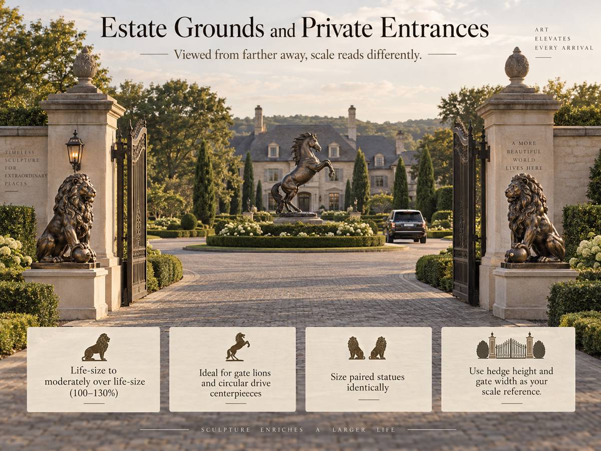 Estate Grounds and Private Entrances bronze animal statues
