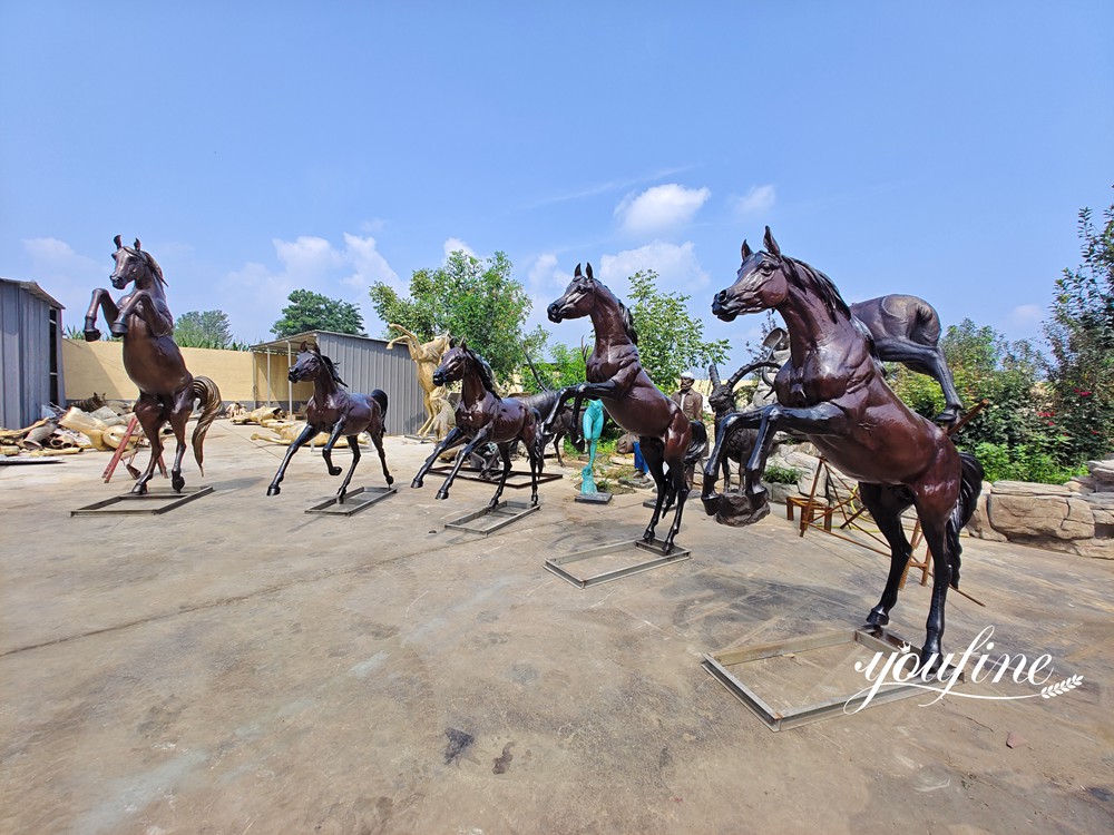 Fleet of Custom Bronze Horse Sculptures Ready for Export to France