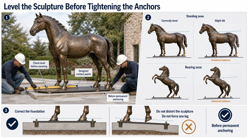 Level the Sculpture Before Tightening the Anchors