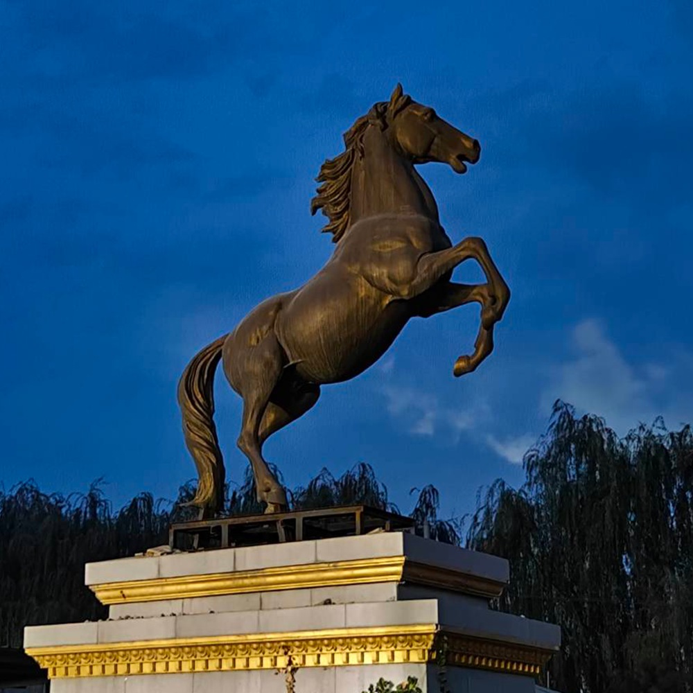 Monumental Rearing Bronze Horse Statue Erected in Saudi Arabia