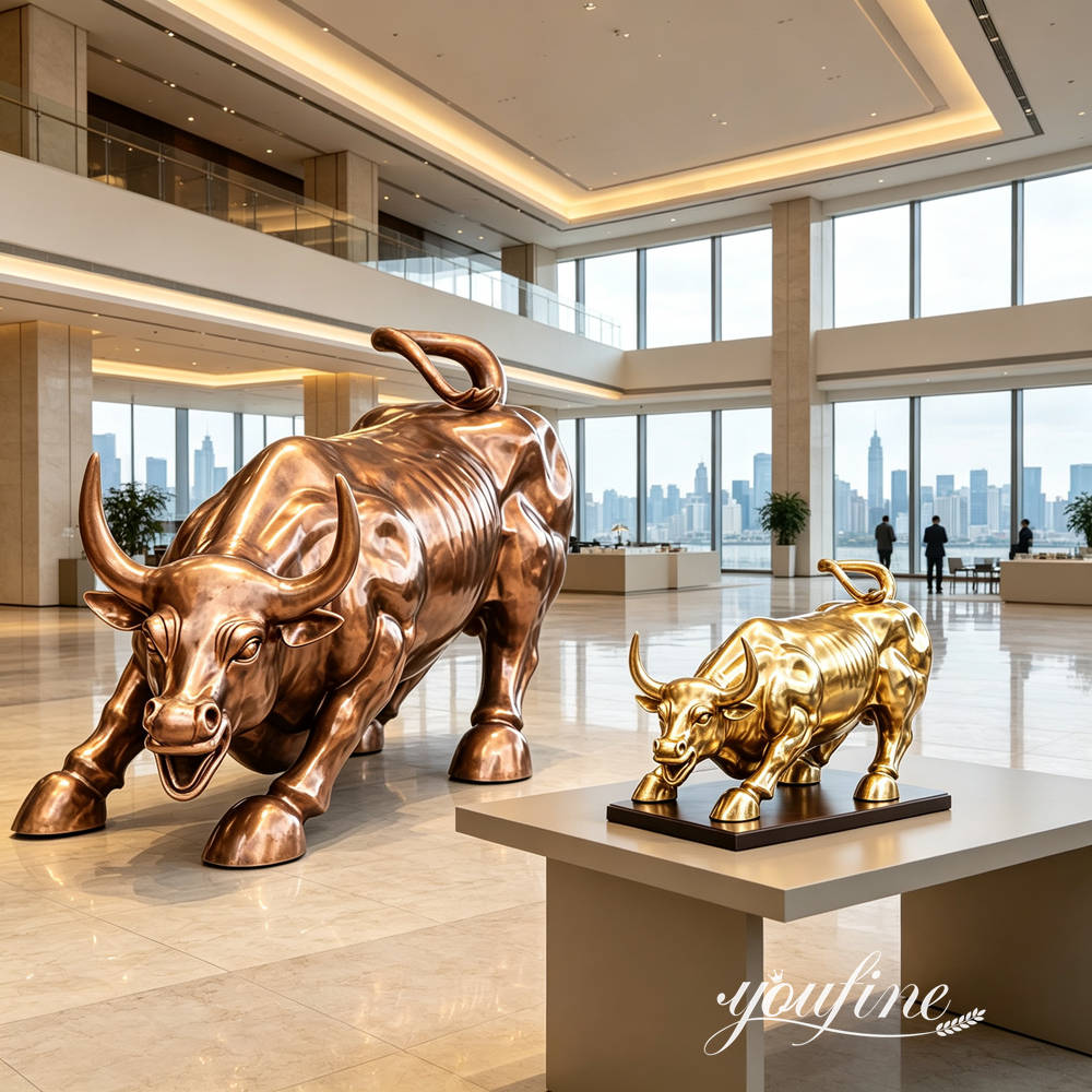 bronze bull sculpture size comparison