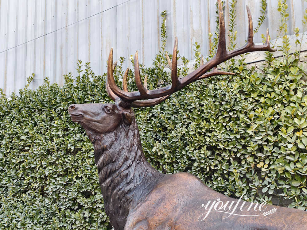 close up details of elk statue