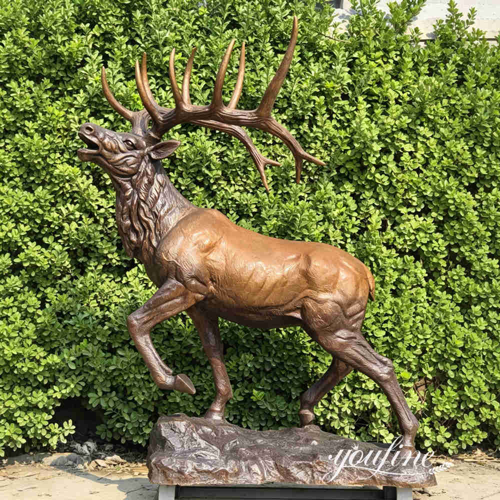 realistic bronze elk sculpture created by YouFine Foundry