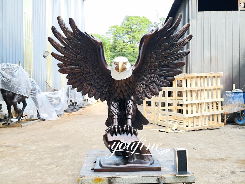 Bronze Eagle Sculpture Wings Spread for Flight