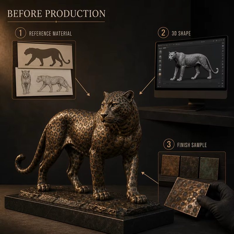 custom bronze leopard statue