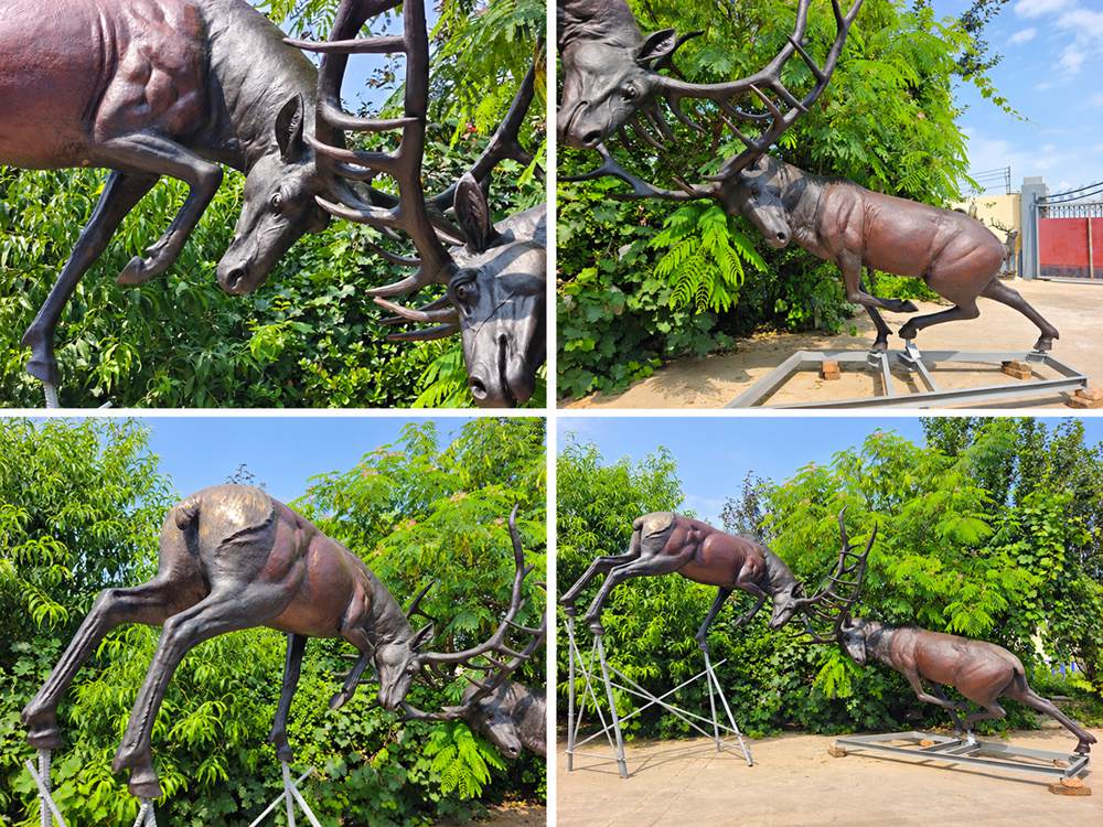finished fighting elk sculpture